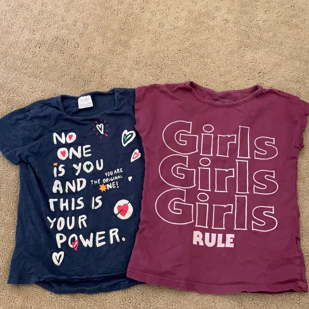 Zara & Tiny Whale Girls Rule lot of 2 size 5 Tees
